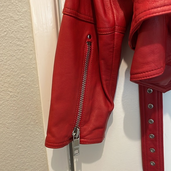 Hudson Jeans Vibrant Red Leather Jacket - Picture 5 of 6